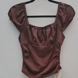 Poeselle Brown Women's Ruched Top. Size XS